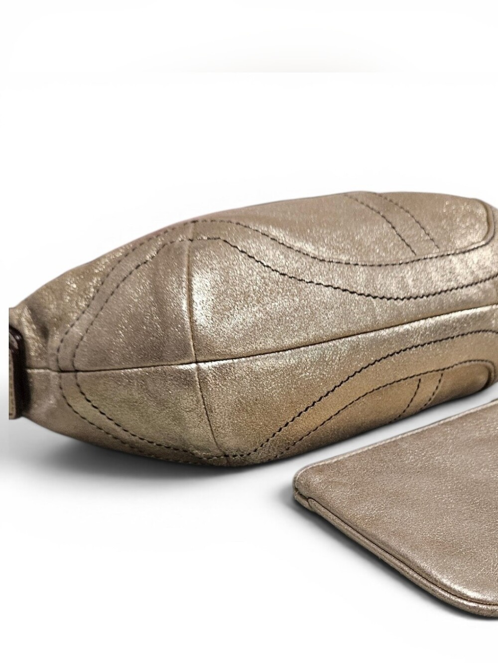 Coach SOHO 2004 Limited Edition Metallic Gold Goat Suede Bag w/Matching Wristlet - Picture 13 of 15